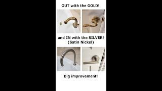 Replaced GoldBrass Fixtures Door Handles etc with New Satin Nickel Silver Big Improvement [upl. by Cynthie]