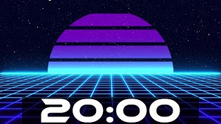 20 minute Timer with Electronic Music  Retrowave Countdown Alarm Beep at the end [upl. by Eatnoed638]