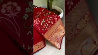 Banarasi dupion embroidery work saree booking 9500757325 [upl. by Einnalem536]