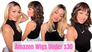 Cheap Amazon Wigs With BANGS  Under 30  Begginer Friendly  Synthetic Units [upl. by Noramac601]