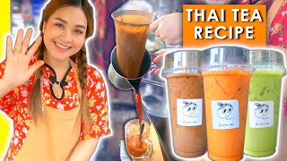 How to Make Thai Iced Tea by Famous Bangkok Coffee Lady  Thailand Street Food [upl. by Beedon]