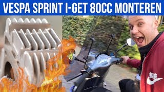 80CC CILINDER POLINI MONTEREN OP VESPA SPRINT IGET  VOL GAS MET JOEY [upl. by Florie]