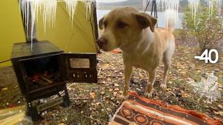 EXTREME Winter SNOW STORM 40C WINTER CAMPING WINTER STORM hits HOT tent FREEZING wind [upl. by Grannie261]