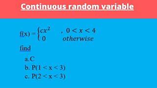 Probability density function of a continuous random variable  Solved Example 1 [upl. by Dnalram786]