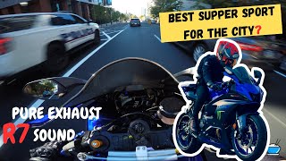 How To Have Fun In The City On A Supper Sport  YAMAHA R7  Pure TOCE Exhaust Sound [upl. by Seibold]