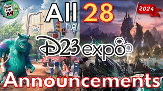 All 28 Disney Parks Announcements from D23 Expo  2024  NEW Villains amp Monsters Inc Lands  MORE [upl. by Llennhoj319]