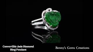 Convertible Jade Diamond Ring Pendant benny orchard jewelry gemstone jade ring diamond [upl. by Felicidad]