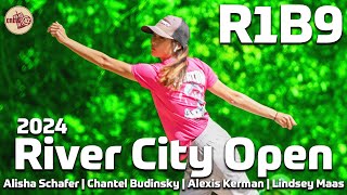 2024 River City Open  FPO R1B9  Schafer Budinsky Kerman Maas  Crew 42 Disc Golf [upl. by Hnah]