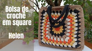 Bolsa de croche em square Helen passo a passo [upl. by Temp]