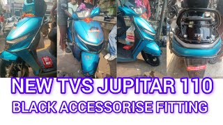 NEW TVS JUPITAR 110 KI BLACK ACCESSORISE FITTING [upl. by Gracie281]