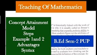 Concept Attainment Model Teaching of Mathematics Strategies For TL  Part2 BEd Sem2 PUP [upl. by Deborath]