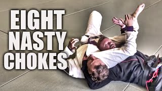 8 Seriously Nasty Chokes  JiuJitsu Submissions and Strangles [upl. by Asiar]