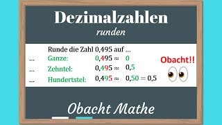 Dezimalzahlen RUNDEN ganz einfach mit dieser Anleitung  schnell amp einfach erklärt  ObachtMathe [upl. by Asen]