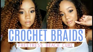 MY FIRST TIMEdoing crochet braids Freetress Beach Curl Samsbeauty [upl. by Nioe]