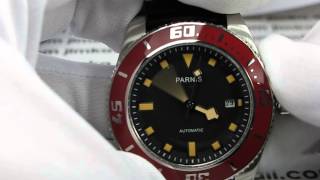 PARNIS SUBMARINER SNOWFLAKE RED BEZEL MIYOTA 8215 AUTO MVT 43MM [upl. by Anuska]