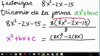 Factorización de un Trinomio de la forma ax2bxc [upl. by Hgielrac]