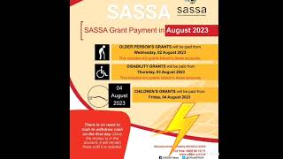 SASSA Payments Dates for August 2023 SASSA SASSACARES PayDates [upl. by Vary]