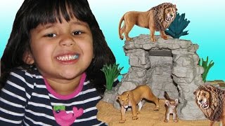 Lions Schleich Cave Playset Animals Toys for Kids Playing ZOO [upl. by Alexandr466]