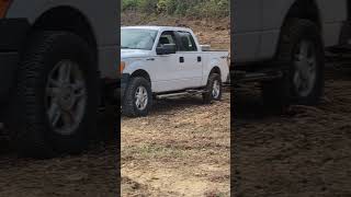 12000 lb Winch pulling F150 with a fully loaded trailer with logs [upl. by Lemor]