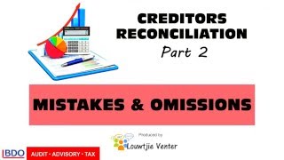 CREDITORS RECONCILIATION STATEMENT 2  Mistakes amp Omissions [upl. by Siurad554]