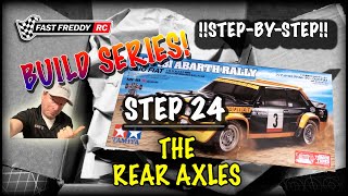 Tamiya Fiat 131 Abarth Rally on the MF01X Chassis  Step 24  The Rear Axles [upl. by Blondelle]