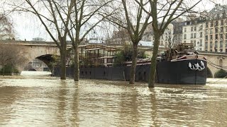 Crue à Paris les péniches sur la Seine en difficulté [upl. by Sherr]