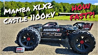 Kraton 8s speedrun  Mamba XLX2  Castle 2028 1100kV setup 35T pinion  On and off road [upl. by Anaidirib]