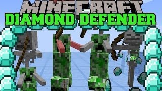 Minecraft DIAMOND DEFENDER BEAT CREEPERS WITH STICKS TO PROTECT DIAMONDS MiniGame [upl. by Carling]