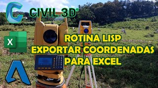 EXPORTAR COORDENADAS PARA O EXCEL CLICANDO NOS VÉRTICES CIVIL 3D [upl. by Mikal]