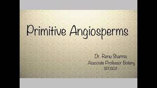 Primitive Angiosperms  Dr Renu Sharma [upl. by Newcomb]