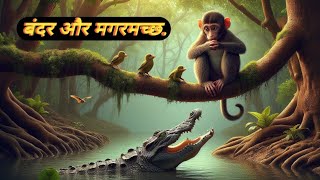 बंदर और मगरमच्छ की कहानी monkey and crocodile story HindiMoral Storymotivational storiescartoon [upl. by Luba]