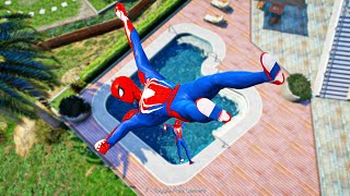 GTA 5 Rainbow Red Spider Vs Yellow amp Green Spider Jumping Into Pool Euphoria PhysicsRagdolls [upl. by Ludwig630]