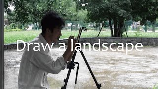 draw a landscape in pencil [upl. by Aliuqa]