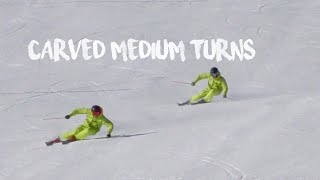 Carved Medium Turns  Interski 2023 training on different radius skis With Jacob Elgaard [upl. by Nylhtac882]