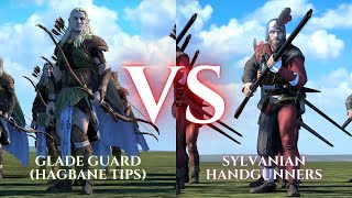 WARHAMMER III Total War  Glade Guard Hagbane Tips VS Sylvanian Handgunners [upl. by Botnick]