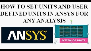 How to set units and user defined units in ANSYS for any analysis [upl. by Cristoforo]