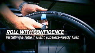 How to Install a tube into a Giant Gavia TubelessReady Bicycle Tire [upl. by Grannia]