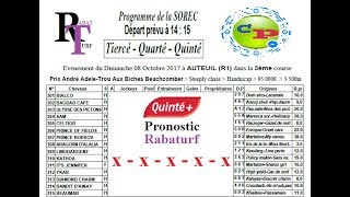 Rabaturf Pronostic100  Quinté BASE08102017  Auteuil  Prix André Adèle  R 1 [upl. by Nali419]