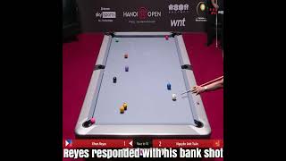 EFREN REYES UNBELIEVABLE DOUBLE BANK SHOT shorts billiards poolplayers pool [upl. by Ateiram]