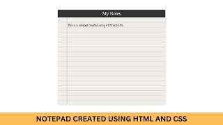 Notepad  Paper Effect Using HTML and CSS  HTML CSS Tutorial htmlcss coding [upl. by Craw]