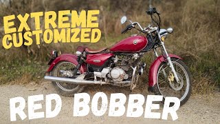 Full Modified Yamaha Enticer Red Bobber Yamaha custom long bobber projectbikelife review [upl. by Adolph]