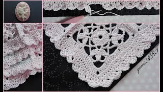 How to Crochet Blanket Border  Crochet Lace Flower Granny Square [upl. by Quartana]