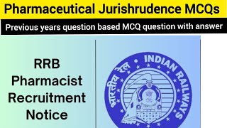 pharmaceutical Jurisprudence Mcqs Question with AnswerRRB PHARMACIST 2024  pharmacist Exam ke Liye [upl. by Enila]