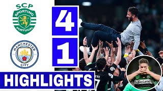 Sporting vs Man City 41  All Goals amp Extended HIGHLIGHTS  UEFA Champions  Gyökeres 3 Goals [upl. by Ericka691]