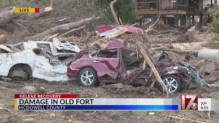 Helene damage in Old Fort in McDowell County in western NC [upl. by Jordison301]