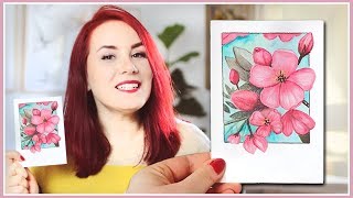 How to Paint Cherry Blossoms Inspired Flowers with Watercolors Spring Painting Ideas [upl. by Rimahs]