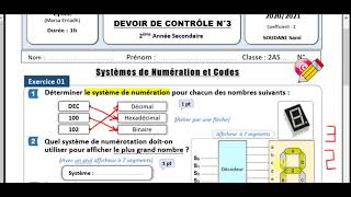 Correction dun Devoir sur les Systèmes de Numérisation2AS2021 [upl. by Heidie75]