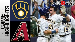 Arizona Diamondbacks vs Milwaukee Brewers GAME HIGHLIGHTS TODAY October 01 2023 [upl. by Emie]