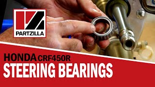 Honda CRF450R Steering Stem Bearing Replacement  Honda CRF450R Rebuild Part 7  Partzillacom [upl. by Notecnirp381]