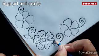 How to draw flower border design  Project design by pencilA4 sheetfront page designflower design [upl. by Regina]